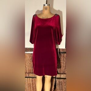 Burgundy Stretch Velvet Cocktail Dress